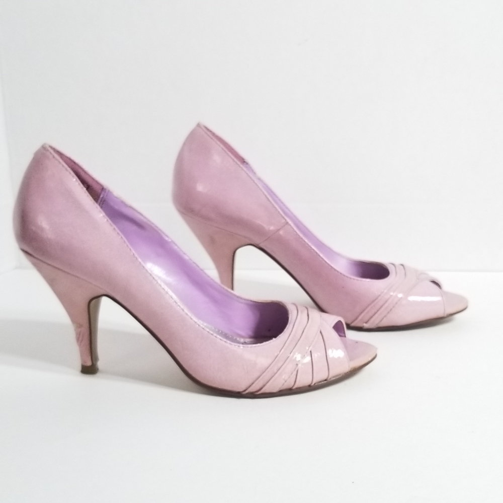 Spring size 37 (7)Pink Patent Peeptoe Heels
